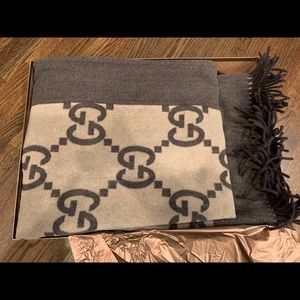 Gucci Throw Blanket Lana Wool Cashmere Blend GG